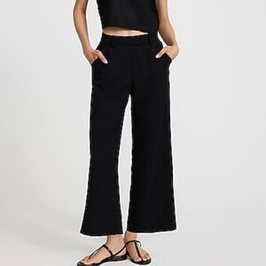 NWT Express Editor Linen-Blend Mid Rise Ankle Trouser Black 0S